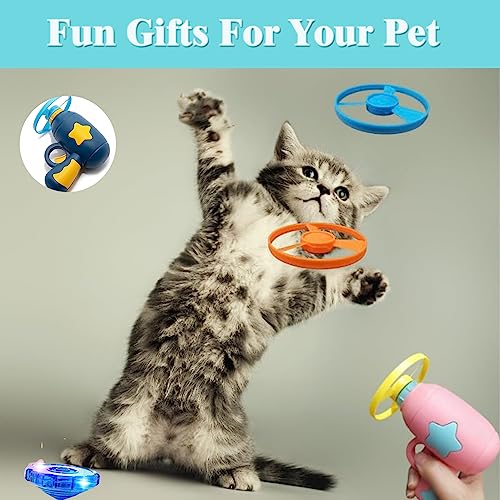 Cat Fetch Toy, Interactive Flying Cat Toy with 20 Propellers, Kitten Tracks Toy for Training Hunting Chasing - color: Dark Blue + 20 Propellers