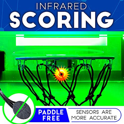 Franklin Sports Over The Door Indoor LED Basketball Hoops-Steel Rim Mini Basket-Includes Ball and Pump-Light Up Backboard - style: Light Up Double Hoops