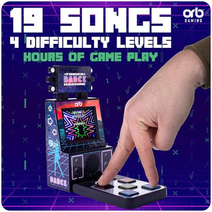 Orb - Mini Finger Dance Arcade Machine, 19 in-Built Songs, 4 Difficulty Levels, 8-Bit Retro Arcade Games, 2.5” Full Colour Screen, 5-Way Joystick Touch Pads, Volume Control - color: Arcade Boogie (4 Levels)