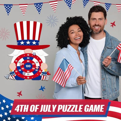 Seenelling 250 Anniversary Games Set 4th of July Patriotic Dart Board Games with 6 Sticky Ball Independence 1776-2026 American Day Party Favor for Red White and Blue Throwing Outdoor(Top Hat)