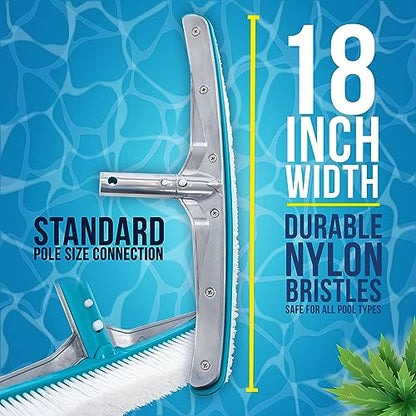 U.S. Pool Supply Pool Brush Head for Inground Pools - 18" Swimming Pool Brush with Pole Handle, Bristle Scrub Brushes, Above Ground Cleaning Equipment Scrubber Cleaner Leaves Debris Floors Walls Steps - style: 18" White Nylon Bristles