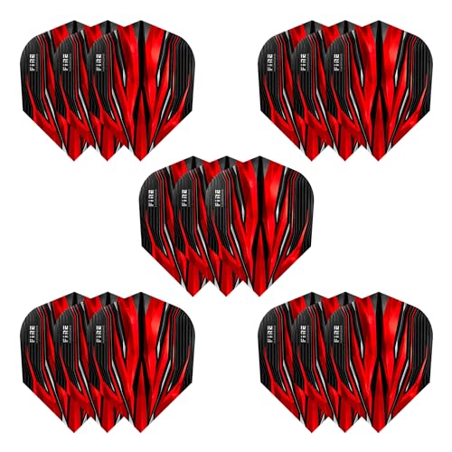 Harrows Fire Dart Flights | 5 x Sets Darts Flights (15 Flights Total) I 100 Micron Dart Flights I Premium Extra Strong Made in UK I Professional Darts Accessories I Red Dart Flights - color: Red