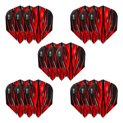 Harrows Fire Dart Flights | 5 x Sets Darts Flights (15 Flights Total) I 100 Micron Dart Flights I Premium Extra Strong Made in UK I Professional Darts Accessories I Red Dart Flights - color: Red