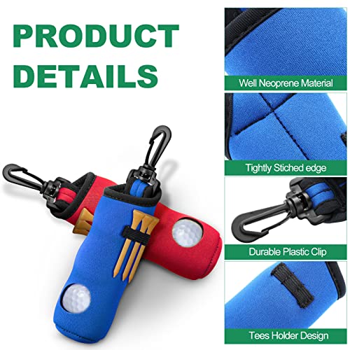 4 Pieces Golf Tee Holder Golf Ball Carry Bag Pouch Ball Holder Keychain Belt Clip Gifts Accessories - color: Black, Red, Blue, Green