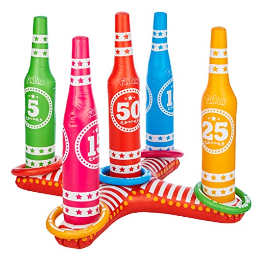 Flybar FunPark Ring Toss Game for Kids and Family, 3 Feet Tall, Includes 5 Colorful Rings, Inflatable Giant Outdoor Games for Adults and Family