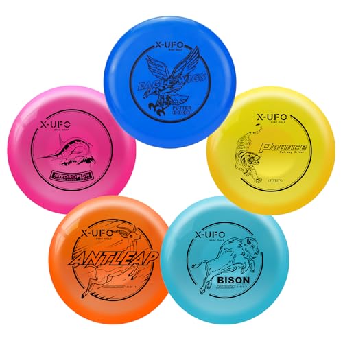 X-UFO Disc Golf Starter Set (5-Piece), Includes Putter, Driver, Mid-Range Disc, and Mini Disc; Amphibious Floating Disc Golf Set (119–135 g) (Set 3) - color: Set 3