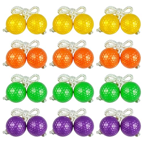 12 Pack Ladder Balls Ladder Toss Balls Replacement with Storage Bag for Toss Match - color: Orange Purple Green Yellow