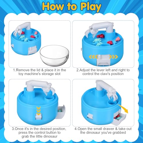 Toddmomy 2pcs Mini Dinosaur Claw Machine: Mini Claw Dinosaur Machine for Kids Prizes Arcade Grabber Game Christmas Birthday Party Favor