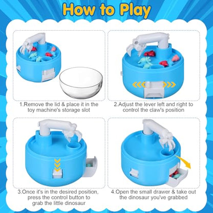 Toddmomy 2pcs Mini Dinosaur Claw Machine: Mini Claw Dinosaur Machine for Kids Prizes Arcade Grabber Game Christmas Birthday Party Favor