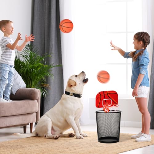 Honoson 3 Sets Indoor Trash Can Basketball Game Set Includes 3 Mini Clip on Basketball Hoop with Backboard 6 Inflatable Ball Pump Office Decompression Toy Birthday Gift Back to School(Classic) - color: Black