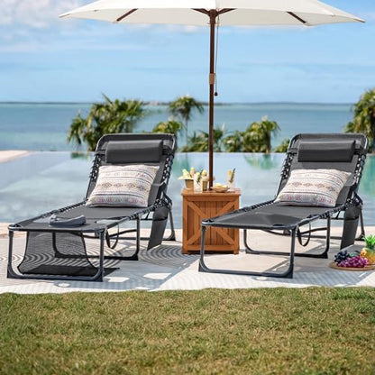 Flamaker Face Down Chaise Lounge Chair 5-Position Adjustable Sunbathing, Foldable Tanning Chair with Face& Arm Holes, Outdoor Recliner Chair for Pool, Beach, Patio, Lawn (Grey, 1 Pcs) - color: Grey, style: Sauna, 1 Pcs