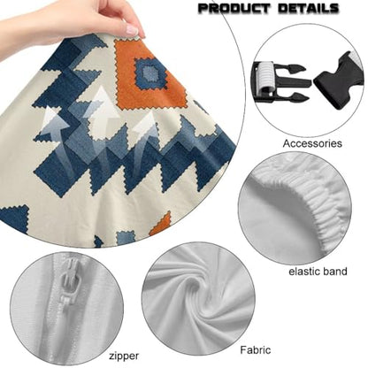Suobstales Geometric Navajo Ethnic Tribe Pattern Gaming Chair Cover with Armrest Covers Waterproof Stretch Gaming Chair Seat Covers, Anti-Scratch Protection for Ergonomic Game Rotating Office Chair - color: Geometric Navajo Ethnic Tribe