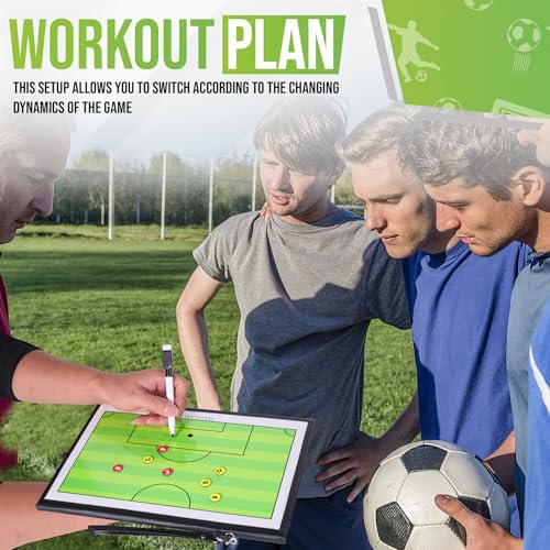 ZPU Dry Erase Coaching Board, Magnetic Coaches Clipboards, Portable Foldable Tactics Board with Dry Erase Marker Pen and Magnets – Basketball, Football, Soccer, Hockey - style: Soccer