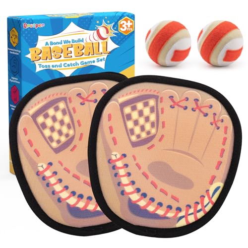 Toss and Catch Ball Set Toddler Baseball Training Glove, Pool Beach Toys for Kids 3 4 5 6 7 8 Years Old Boys Girls Birthday Gifts, Soft Sticky Balls Yard Outdoor Games for for Adults Family - color: Brown, size: 2 paddles 2 balls