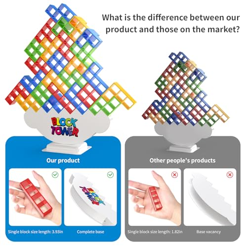 48 Pcs Large-Sized Balance Stacking Blocks Game - Perfect Toys for Kids & Family - Ideal for Family Fun and Stack Game Play