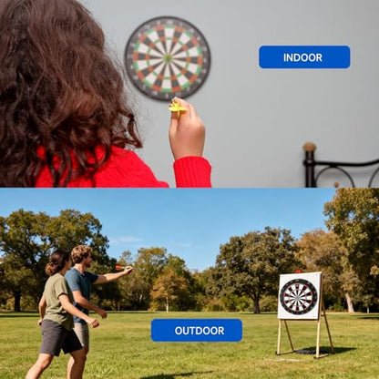 GSE Games & Sports Expert 18" Regulation Size Steel Tip Dartboard Game Set. Excellent Bristle/Sisal, Paper Baseball, Bullseye, Dart Board Game Set (Several Styles Available) - style: 2-in-1 Flocking Bullseye/Dart Board Set
