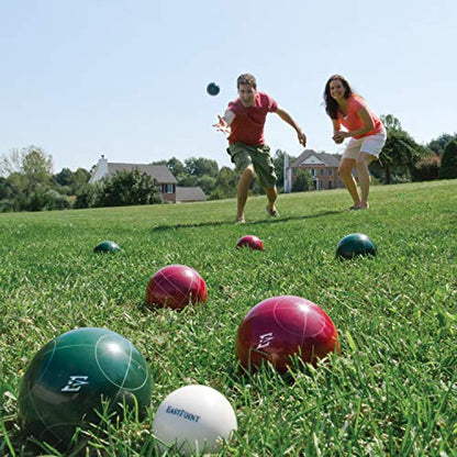 EastPoint Bocce Ball Set - 110mm Tournament Set, 8 Balls, 60mm Pallino - Durable Resin Orbs for Yard Games - Deluxe Carry Case & Tape for Outdoor Games - Designed for Beach & Backyard Fun