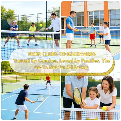 Professional Tennis Net 42ft x 3.5ft – Single Layer, 2.5mm Twisted PE, 4.5cm Mesh, UV/Waterproof, 6mm Steel Cable – Complete Kit for Court, Backyard or Driveway