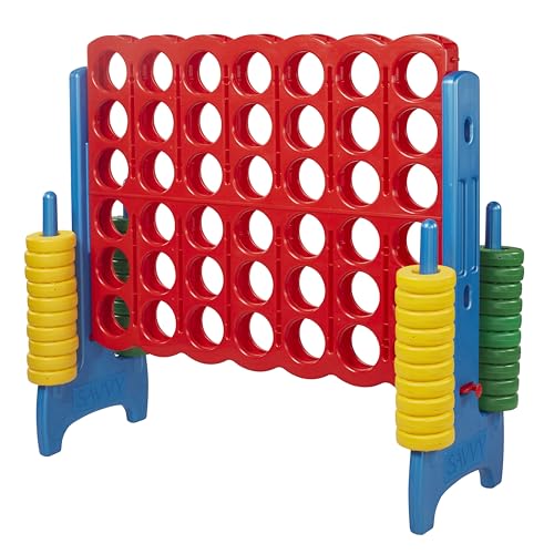 Giant 4 in a Row Game - 3.8 ft Tall Outdoor Yard Games for Adults and Kids, Connect Style Lawn Game Set with 42 Rings, Portable Party Games for Backyard, Tailgate, BBQ (Primary) - color: Primary