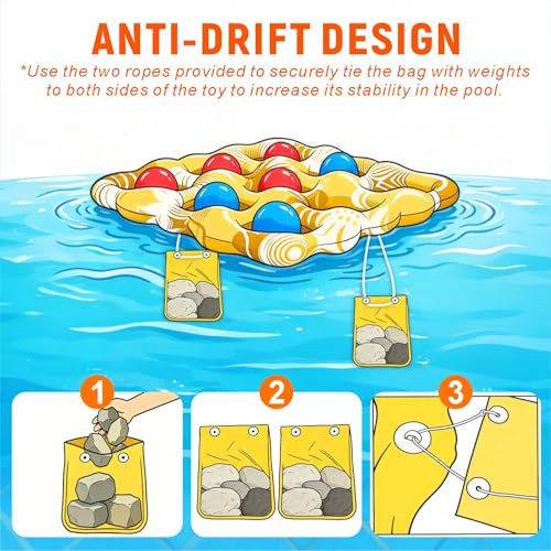 Inflatable Tic Tac Toe Pool Game Set – Pool Toys with Anti-Drift Design & 10 Balls, Fun for Kids, Teens, Adults, Family, Party, Beach, Outdoor & Indoor, 2-10 Players - color: Yellow