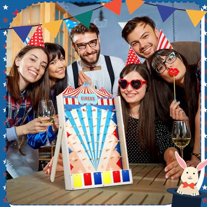 Fulmoon Disk Drop Game with 10 Disks Fun Carnival Game Circus Theme Party Games Wood Family Board Games for Carnival Party Decorations Birthday Supplies Activities 15.7 x 10 Inch(Classic Circus)