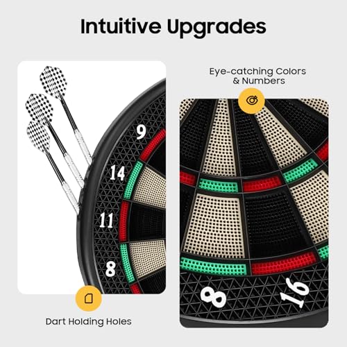 Electronic Dart Board, Soft Tip Dartboard Set 27 Games, 243 Variants Digital Electric Dart Boards with Colorful LED & 6 Darts, Innovative Darts Machine for Homes, Bars, Restaurants