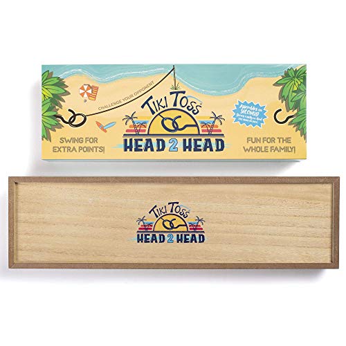 Tiki Toss Ring Toss Game – 20 Inch Desktop Edition - Hook and Ring Games with String and Hooks for Indoor Use, Man Cave Decor & Stuff, Gifts for Men - Wood