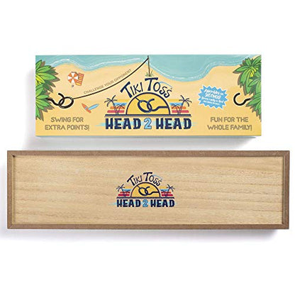 Tiki Toss Ring Toss Game – 20 Inch Desktop Edition - Hook and Ring Games with String and Hooks for Indoor Use, Man Cave Decor & Stuff, Gifts for Men - Wood