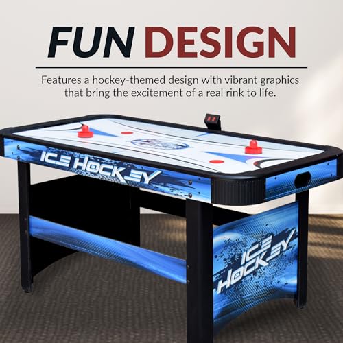 Hathaway Face-Off 5-Foot Air Hockey Game Table for Family Game Rooms with Electronic Scoring, Free Pucks & Strikers