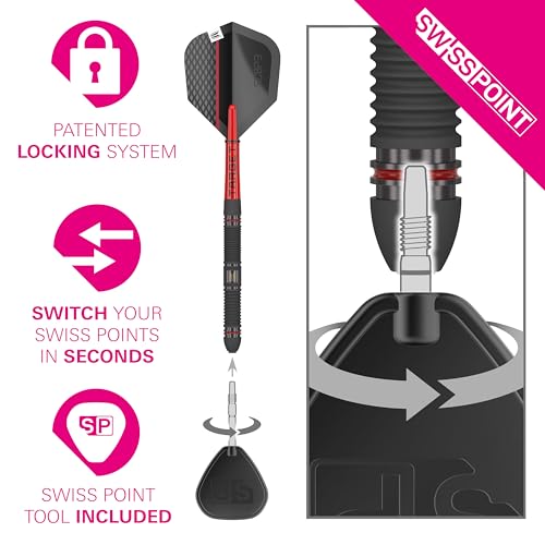 Target Darts Scope Steel Tip Swiss Point Darts, 90% Tungsten Dart Set | Steel Tip Dart, Red & Black Darts, Professional Dart Set with Swiss Points & Tool | Barrel 01/02/03/04 –21G/22G/23G/24G/25G - size: 24G, style: Barrel 01