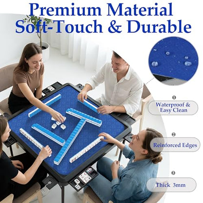 Mahjong Mat for Table, American Mahjong Mat, 32.4x32.4 in 3mm Non-Slip Noise-Reducing Neoprene Table Cover with Carrying Bag for Mah Jongg, Poker, Card Games and Dominoes (Dark Blue) - color: Dark Blue