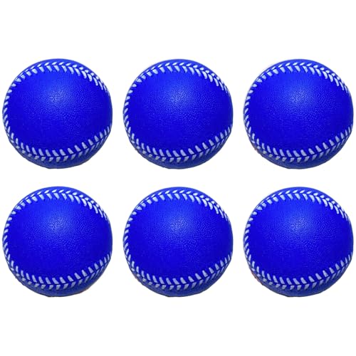 Foam Baseballs Softballs Practice Training Ball for Beginners Hand Exercise Squeeze Ball for Safe Throwing Catching and Batting Practice - color: Blue 6 PCS foam baseballs