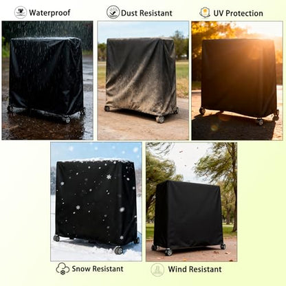 Lightweight Ping Pong Table Cover, Waterproof Outdoor Indoor Use Universal Fit for 9x5 FT Folding Tables, Table Tennis Table Cover, 210D Oxford Fabric with Storage Bag & Windproof Buckles