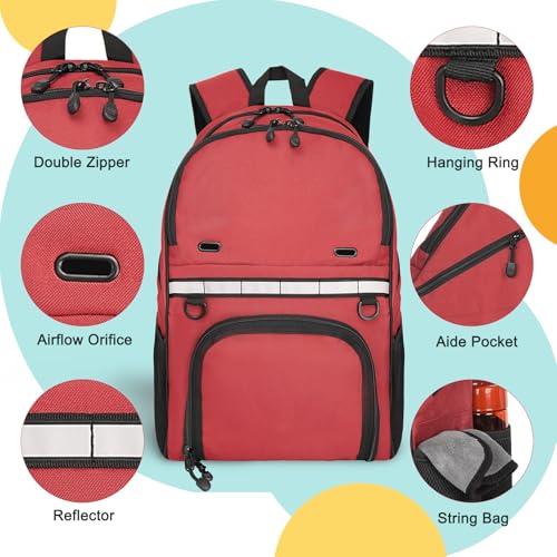 Goloni Bowling Backpack,Single Ball Bowling Bag with Shoe Compartment Up to Size 16,Bowling Bag with Padded Ball Holder - color: Red