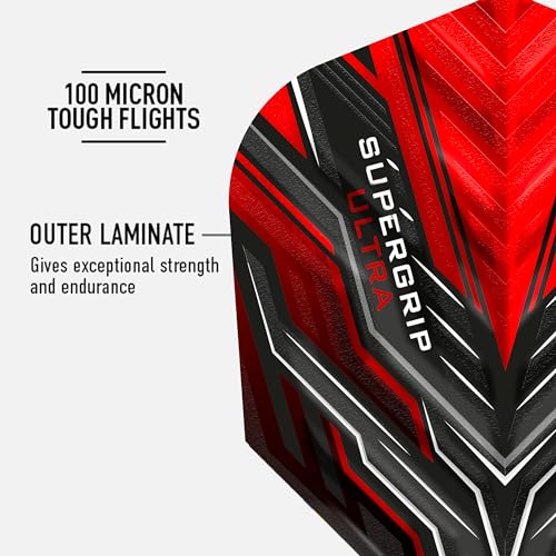Harrows SUPERGRIP Ultra Flights| Set of x5 Premium Extra Strong Dart Flight Bag (15 Flights) (Red) - color: Red