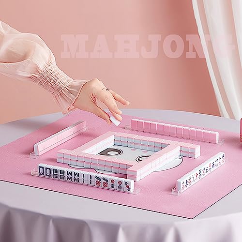 drizzle Pink Travel Mahjong Mini Set 20mm with Instructions - Portable 146 Tiles - for Beginners with 4PCS Racks 2 Pounds - Chinese Mah-Jong Game 麻将 - size: Pink