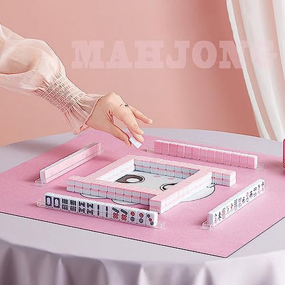drizzle Pink Travel Mahjong Mini Set 20mm with Instructions - Portable 146 Tiles - for Beginners with 4PCS Racks 2 Pounds - Chinese Mah-Jong Game 麻将 - size: Pink