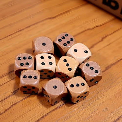 10Pcs Wooden D6 Dice Set, 20mm Round Corner, 6 Sided Gaming Dice for Adults Standard Game Dice