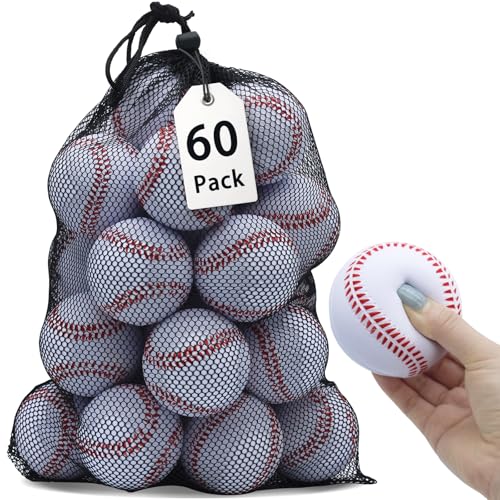 Magicorange Baseball,Foam Baseballs Training Baseballs Unmarked Practice Baseball for Hitting, Soft Toss, Batting, Fielding, Pitching - color: White, size: 60 Pack