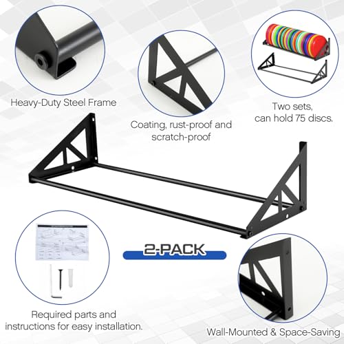 Weysat 1/2 Pack Disc Golf Storage Rack Wall Mount Disc Golf Accessories Organizer Rack Holder Basket Shelf for Home Garage - style: Metal