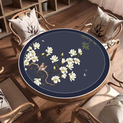 Round Mahjong Mat Silent and Noise Reduction Mahjong Tablecloth with Rubber Backing Large Play Mat for Poker, Card, Board, Tile Games(Navy Blue,70cm/27.55in) - color: Navy Blue, size: 70cm/27.55in
