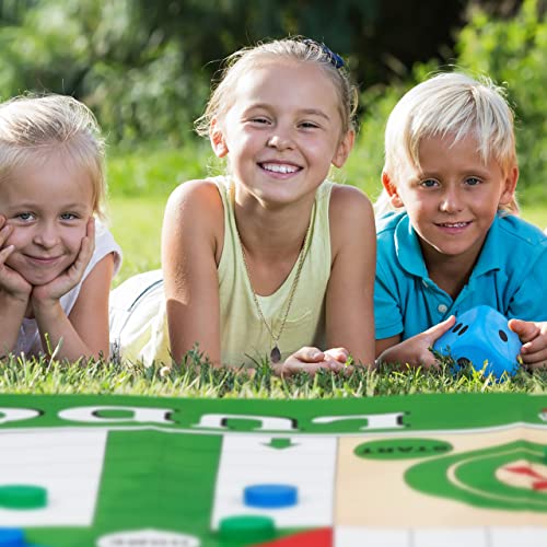 Relaxdays Ludo Mat, XXL, Large Play Mat Including 16 Pawns, 2 Dice, 4 Pegs, Garden, 160 x 180 cm, Coloured