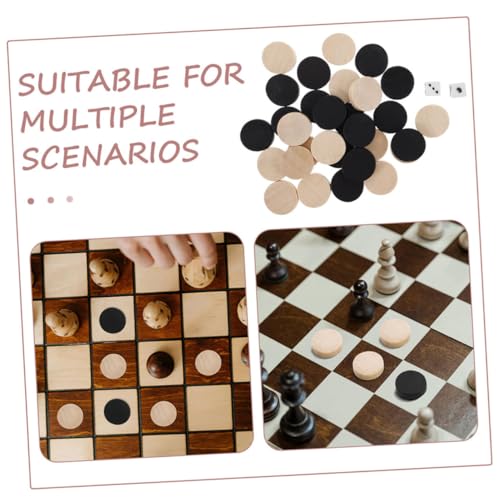 60pcs Wooden Checkers Set – Storage Pouch for Kids Adults for Board Game Replacement Mini Checkers Game for Family Fun