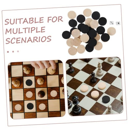 60pcs Wooden Checkers Set – Storage Pouch for Kids Adults for Board Game Replacement Mini Checkers Game for Family Fun