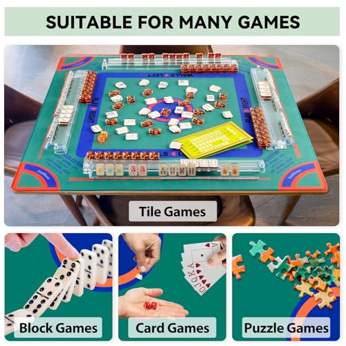 Mahjong Mat, Mahjong Table Mat Black Carrying Bag, Anti Slip and Noise Reduction Table Cover for Mahjong, Poker, Card Games, Dominoes, Board Games, Slip Resistant Mat (Green - 31.5'') - color: Green