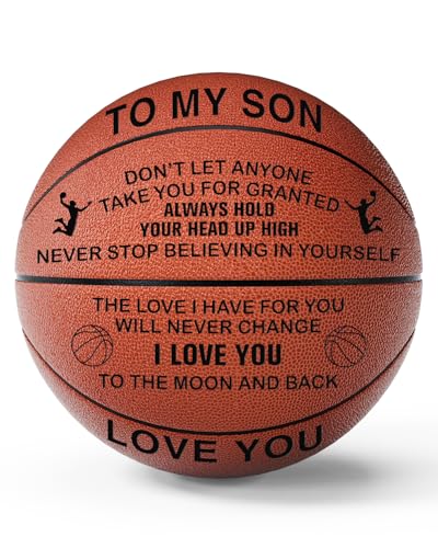 KAAYEE Engraved Basketball for Grandson, Engraved Basketball for Son from Mom Dad, Personalized 29.5" Basketballs Gifts, Custom Christmas Birthday Graduation Back to School Gift for Son from Mom Dad - color: to Son