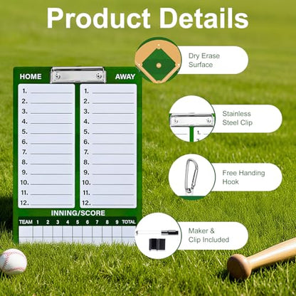 Baseball Lineup Board for Dugout, Double-Sided Dry Erase Clipboard Coaching Clipboard for Baseball, Softball, Softball Lineup Board with Marker, Baseball Coaching Accessories - style: BaseballBoard-Small