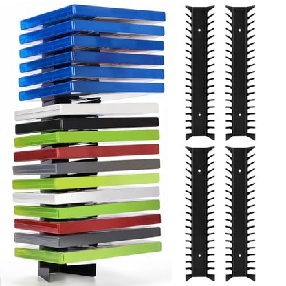 Ebrima 4 Packs Video Game Storage, Metal Media Storage Shelf, 72 Compartments, Wall Mount Storage Rack for Game Organizer