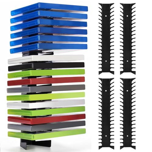 Ebrima 4 Packs Video Game Storage, Metal Media Storage Shelf, 72 Compartments, Wall Mount Storage Rack for Game Organizer
