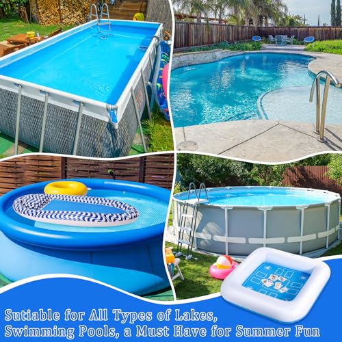 Pool Inflatable Game Table with Waterproof Playing Cards(35.5 inches×35.5 inches,Blue/White) - color: White /Blue, size: 2 Set